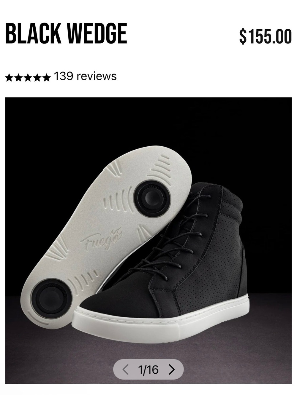 Fuego Black High-Top Wedge Sneakers with White Sole - Picture 3 of 4